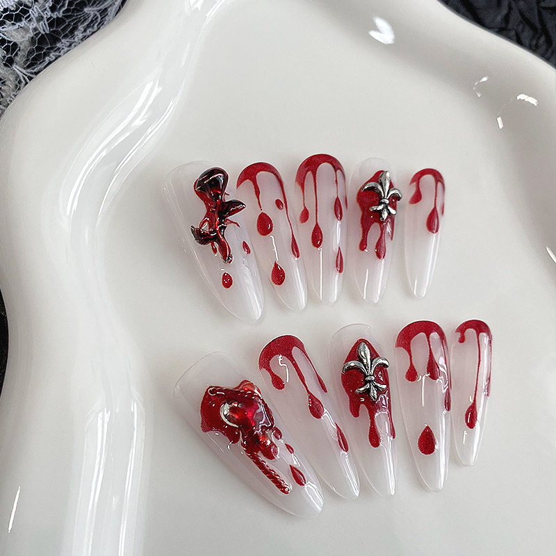 10Pcs Long Almond Press On Nai - Drip Tip Resin review and price